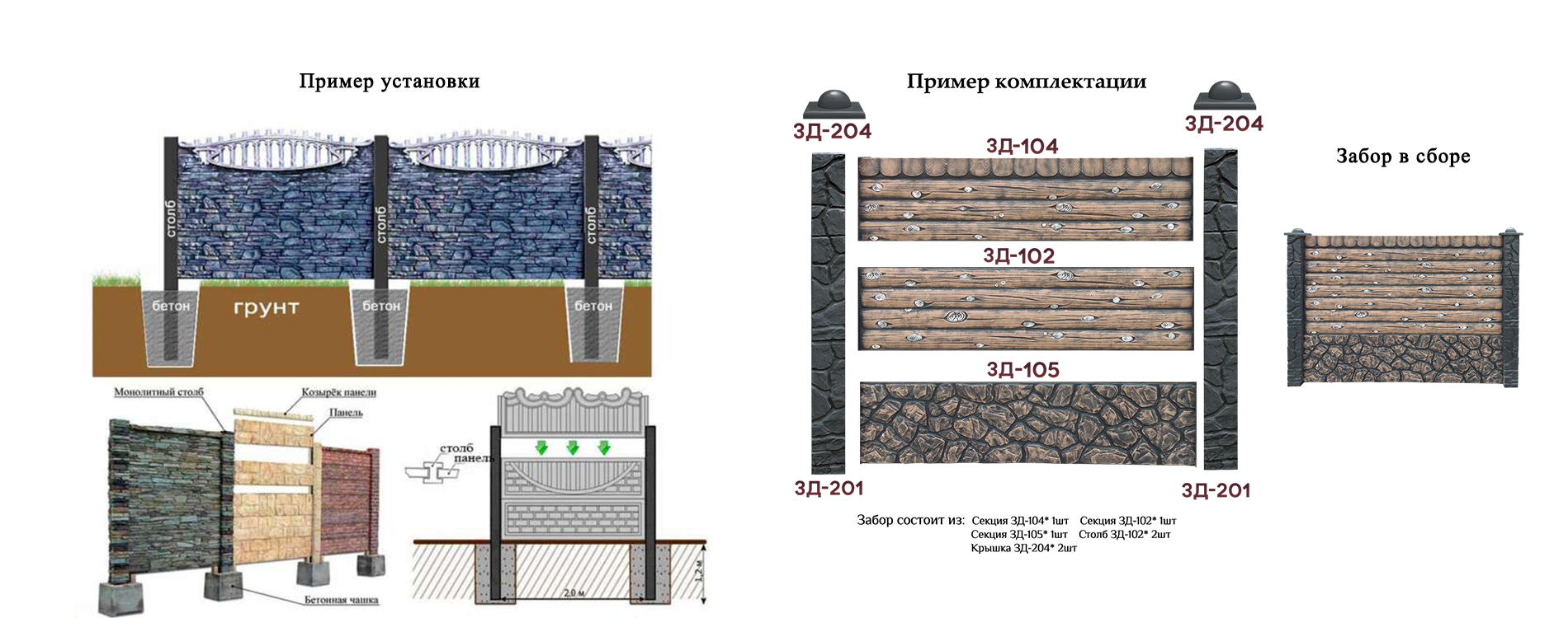 Компоновка и установка Еврозаборов